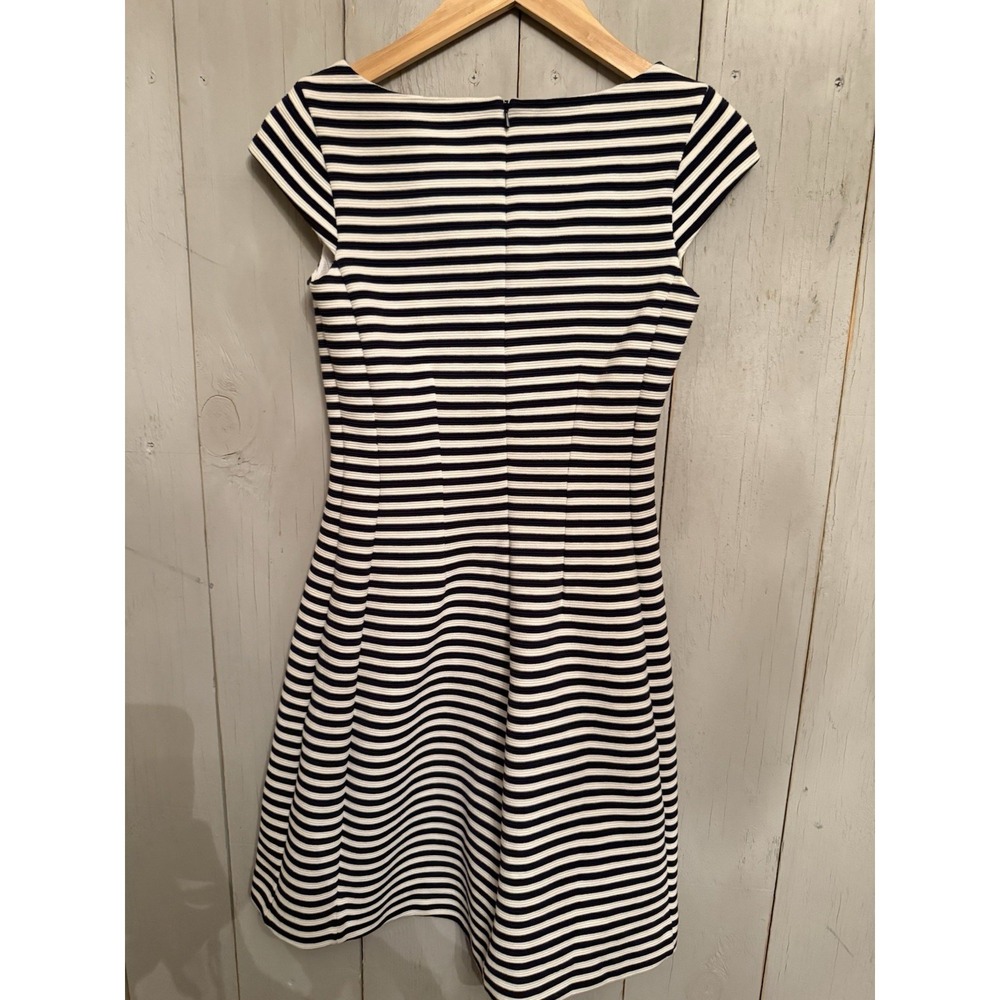 Lilly Pulitzer Dress Briella Navy White Stripe Cap Sleeve Zip Back A‎ Line XS - Picture 7 of 11